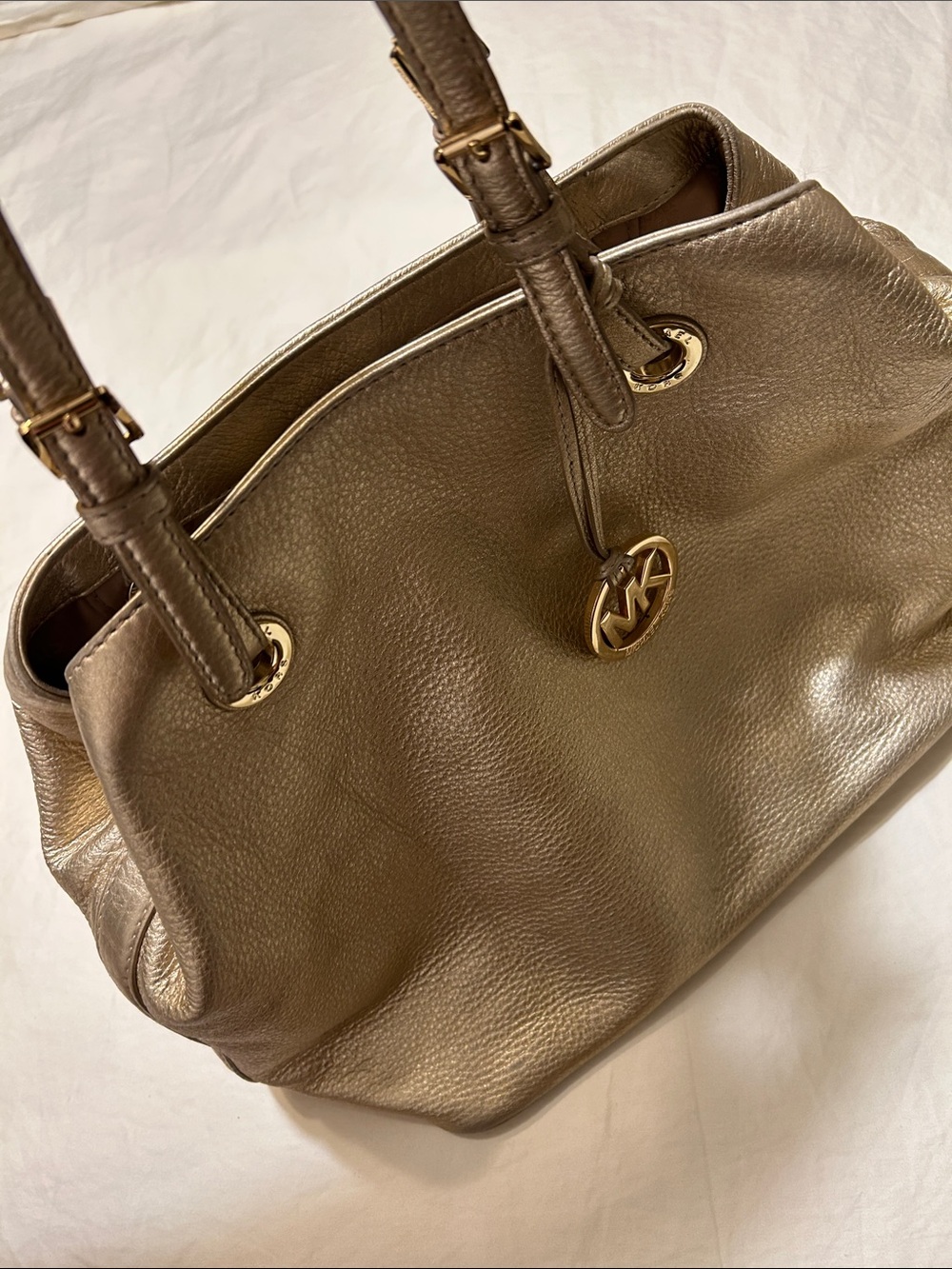 Michael Kors Gold Pebbled Leather Shoulder Bag